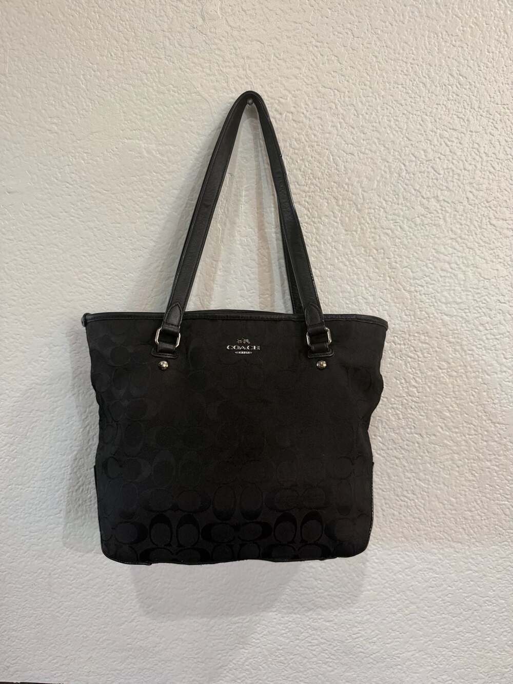 Coach Signature Black Canvas Tote Bag